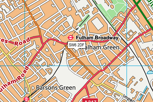 SW6 2DF map - OS VectorMap District (Ordnance Survey)