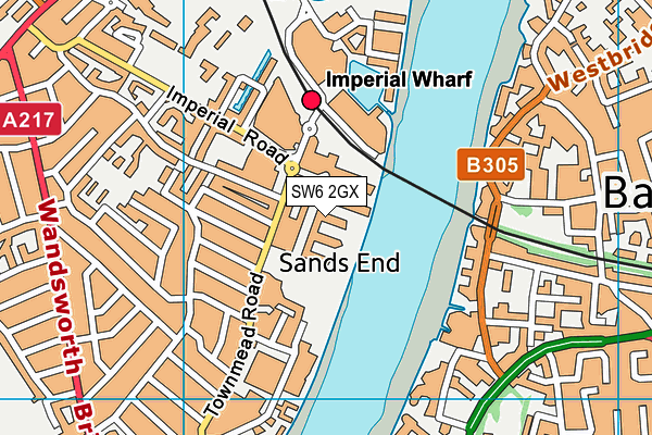 SW6 2GX map - OS VectorMap District (Ordnance Survey)