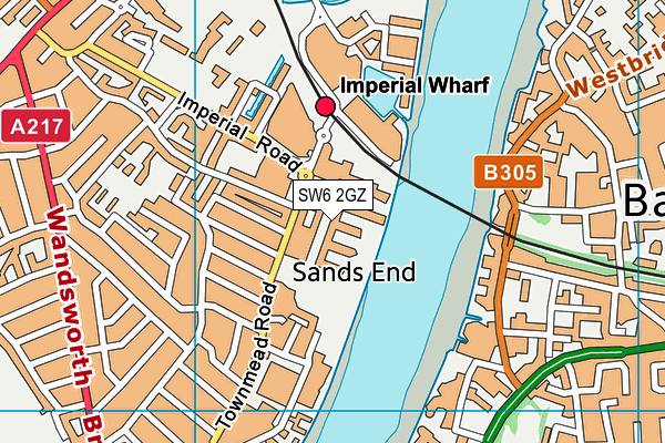 SW6 2GZ map - OS VectorMap District (Ordnance Survey)