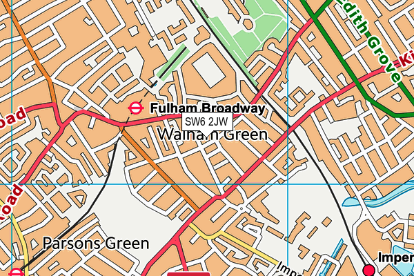 SW6 2JW map - OS VectorMap District (Ordnance Survey)