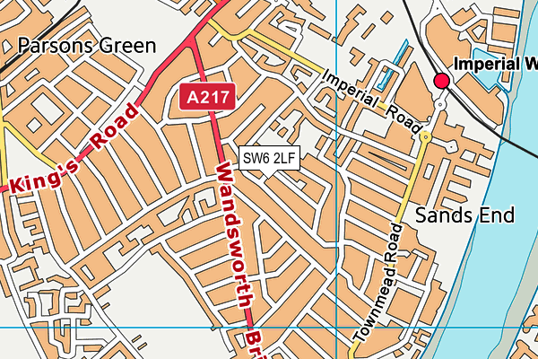 SW6 2LF map - OS VectorMap District (Ordnance Survey)