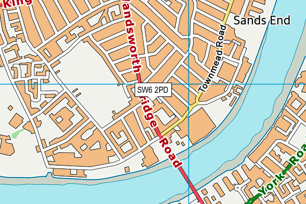 SW6 2PD map - OS VectorMap District (Ordnance Survey)