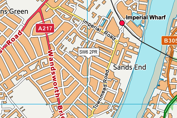 SW6 2PR map - OS VectorMap District (Ordnance Survey)