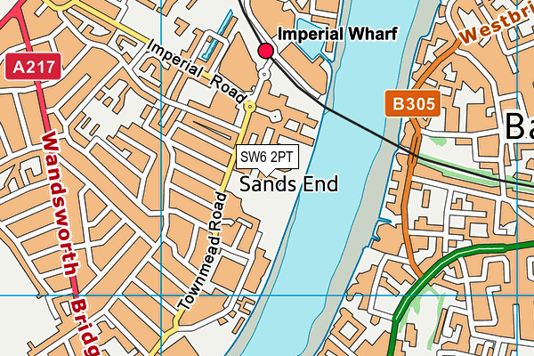 SW6 2PT map - OS VectorMap District (Ordnance Survey)