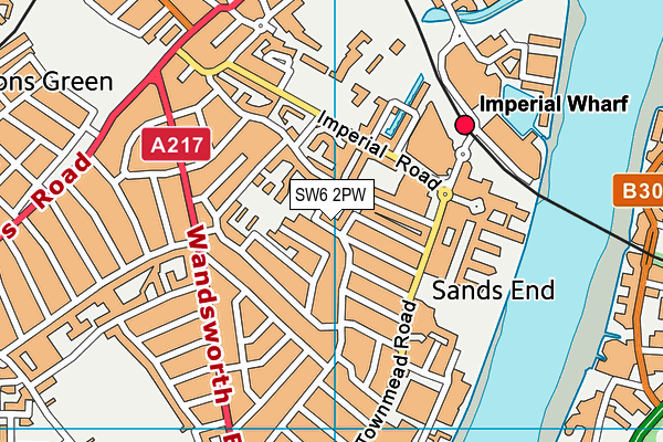 SW6 2PW map - OS VectorMap District (Ordnance Survey)