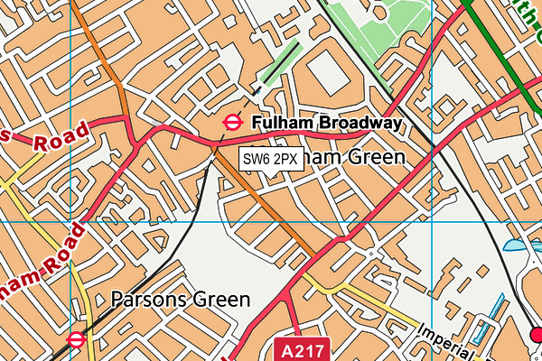 SW6 2PX map - OS VectorMap District (Ordnance Survey)