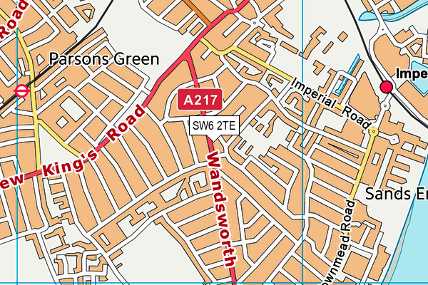 SW6 2TE map - OS VectorMap District (Ordnance Survey)