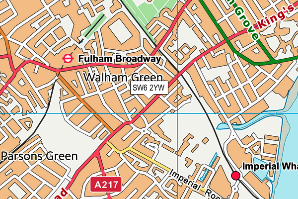 SW6 2YW map - OS VectorMap District (Ordnance Survey)