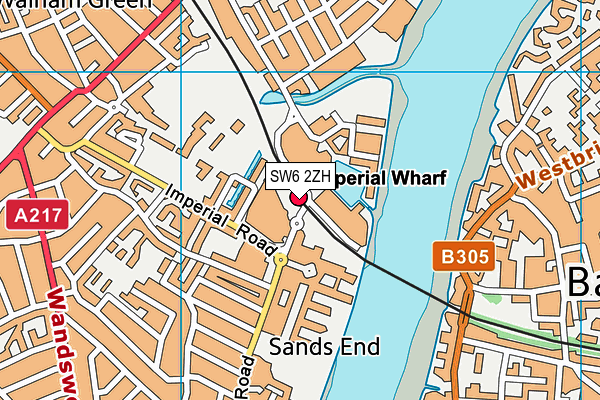 SW6 2ZH map - OS VectorMap District (Ordnance Survey)