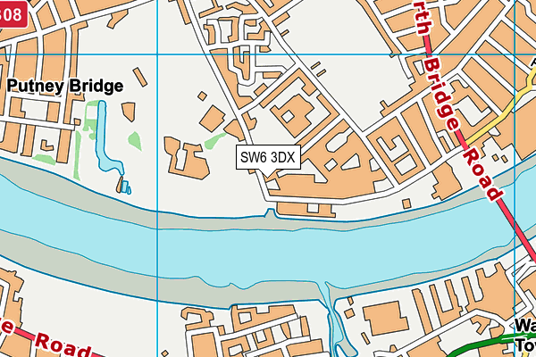 SW6 3DX map - OS VectorMap District (Ordnance Survey)