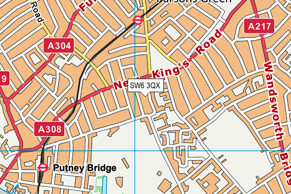 SW6 3QX map - OS VectorMap District (Ordnance Survey)