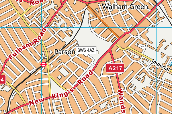 SW6 4AZ map - OS VectorMap District (Ordnance Survey)