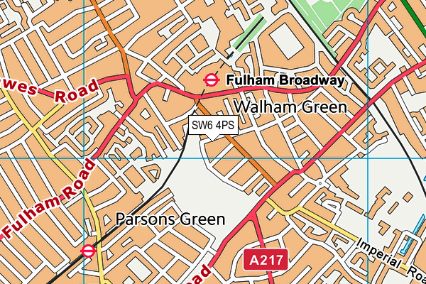 SW6 4PS map - OS VectorMap District (Ordnance Survey)