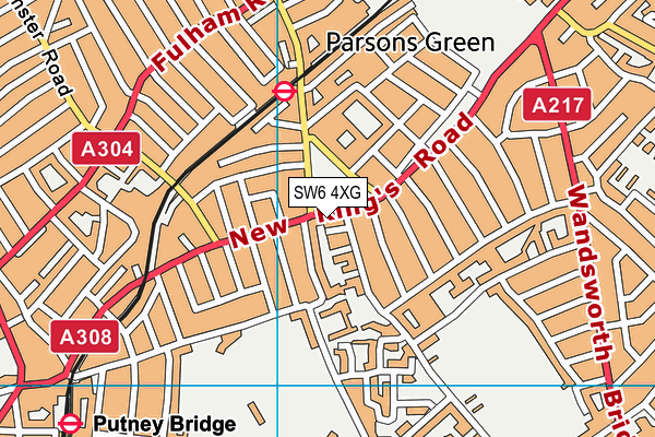 SW6 4XG map - OS VectorMap District (Ordnance Survey)