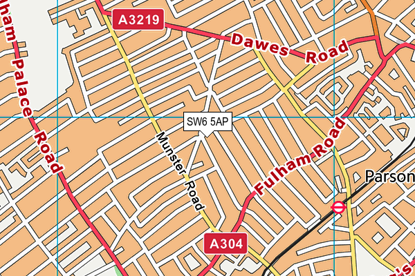 SW6 5AP map - OS VectorMap District (Ordnance Survey)