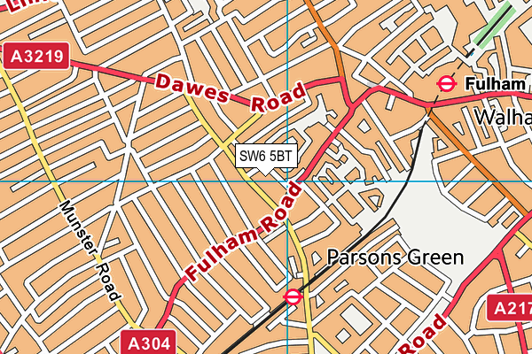 SW6 5BT map - OS VectorMap District (Ordnance Survey)