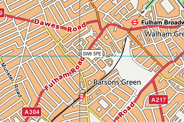 SW6 5PE map - OS VectorMap District (Ordnance Survey)