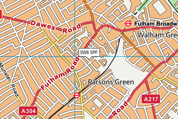 SW6 5PF map - OS VectorMap District (Ordnance Survey)