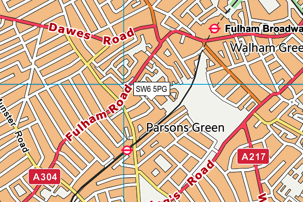 SW6 5PG map - OS VectorMap District (Ordnance Survey)