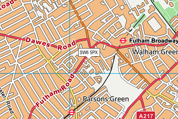 SW6 5PX map - OS VectorMap District (Ordnance Survey)