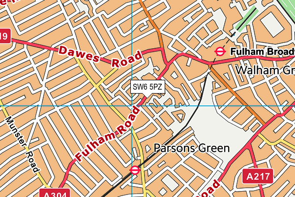 SW6 5PZ map - OS VectorMap District (Ordnance Survey)