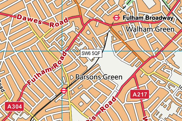 SW6 5QF map - OS VectorMap District (Ordnance Survey)