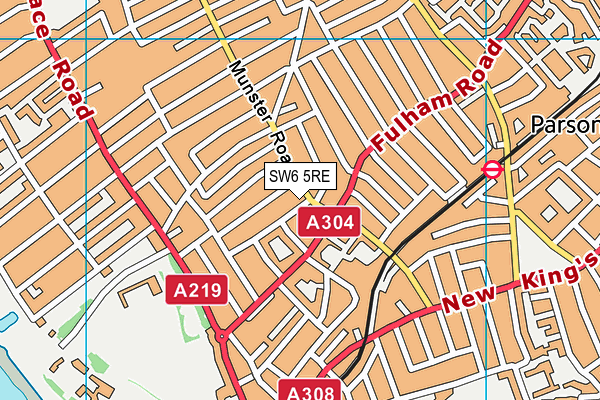 SW6 5RE map - OS VectorMap District (Ordnance Survey)