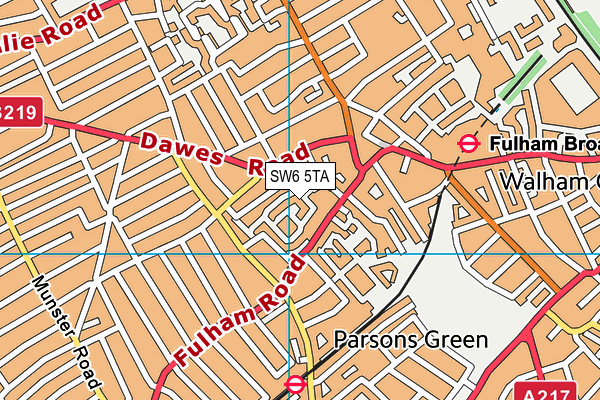 SW6 5TA map - OS VectorMap District (Ordnance Survey)