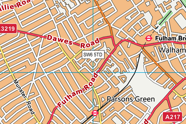 SW6 5TD map - OS VectorMap District (Ordnance Survey)