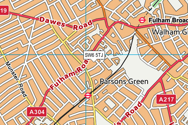 SW6 5TJ map - OS VectorMap District (Ordnance Survey)