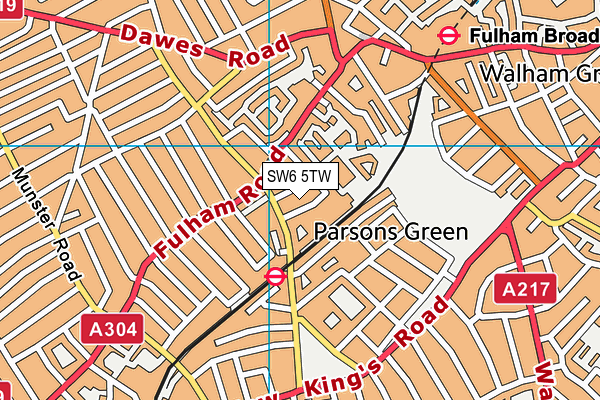 SW6 5TW map - OS VectorMap District (Ordnance Survey)