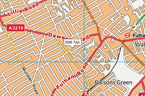 SW6 7AA map - OS VectorMap District (Ordnance Survey)