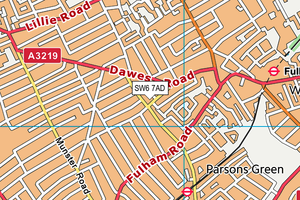 SW6 7AD map - OS VectorMap District (Ordnance Survey)