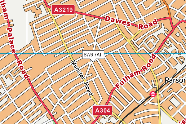 SW6 7AT map - OS VectorMap District (Ordnance Survey)