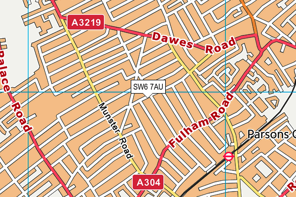 SW6 7AU map - OS VectorMap District (Ordnance Survey)