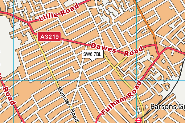 SW6 7BL map - OS VectorMap District (Ordnance Survey)