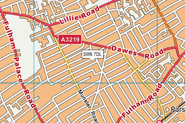 SW6 7DL map - OS VectorMap District (Ordnance Survey)