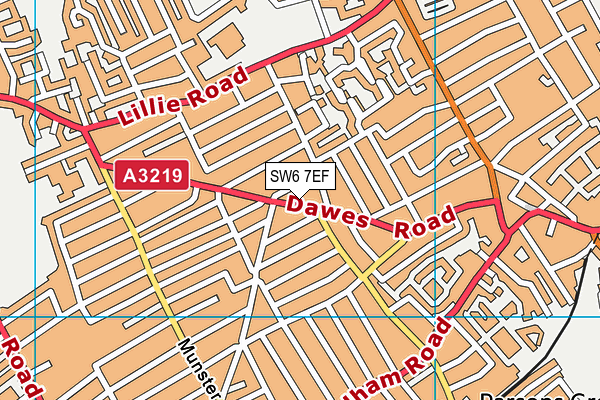 SW6 7EF map - OS VectorMap District (Ordnance Survey)