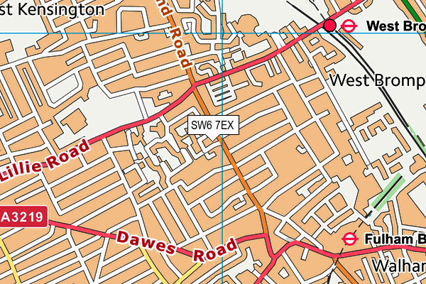 SW6 7EX map - OS VectorMap District (Ordnance Survey)