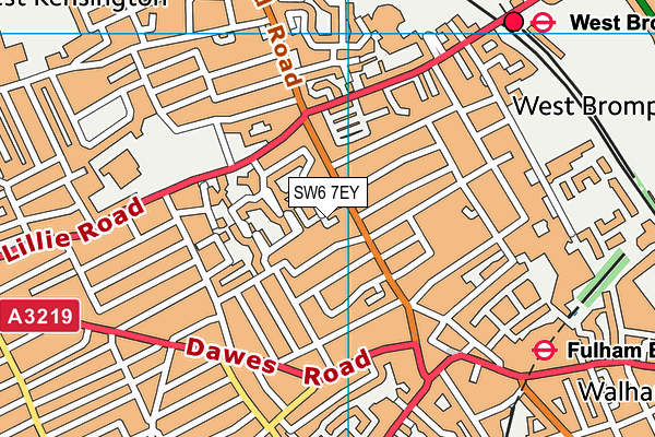 SW6 7EY map - OS VectorMap District (Ordnance Survey)