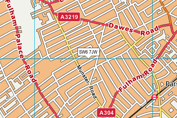 SW6 7JW map - OS VectorMap District (Ordnance Survey)