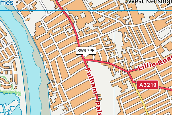 SW6 7PE map - OS VectorMap District (Ordnance Survey)