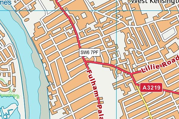 SW6 7PF map - OS VectorMap District (Ordnance Survey)