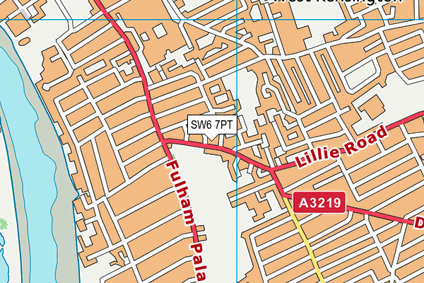 SW6 7PT map - OS VectorMap District (Ordnance Survey)