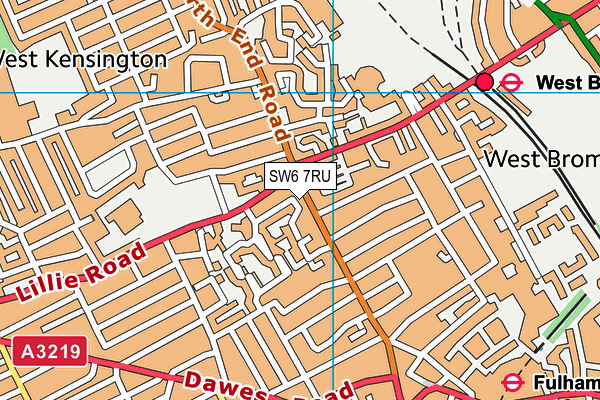 SW6 7RU map - OS VectorMap District (Ordnance Survey)
