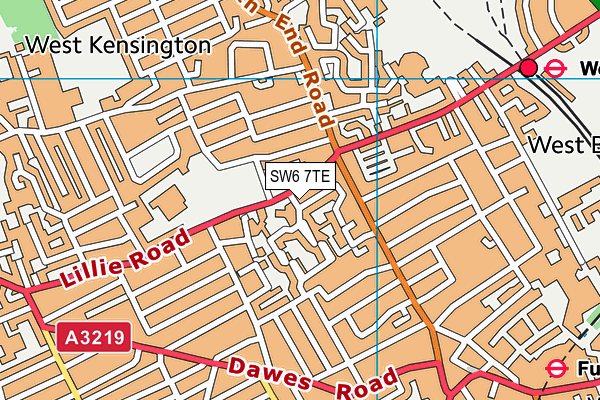 SW6 7TE map - OS VectorMap District (Ordnance Survey)