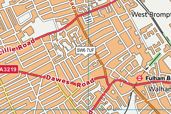 SW6 7UF map - OS VectorMap District (Ordnance Survey)