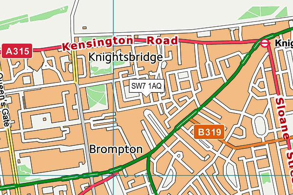 SW7 1AQ map - OS VectorMap District (Ordnance Survey)