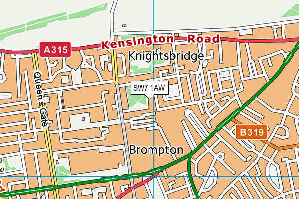 SW7 1AW map - OS VectorMap District (Ordnance Survey)