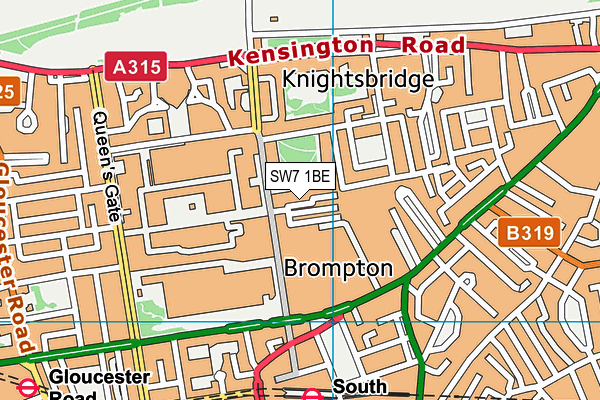 SW7 1BE map - OS VectorMap District (Ordnance Survey)